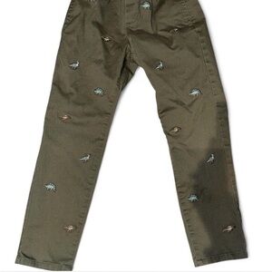 Janie and Jack Olive Dinosaur Print Trousers